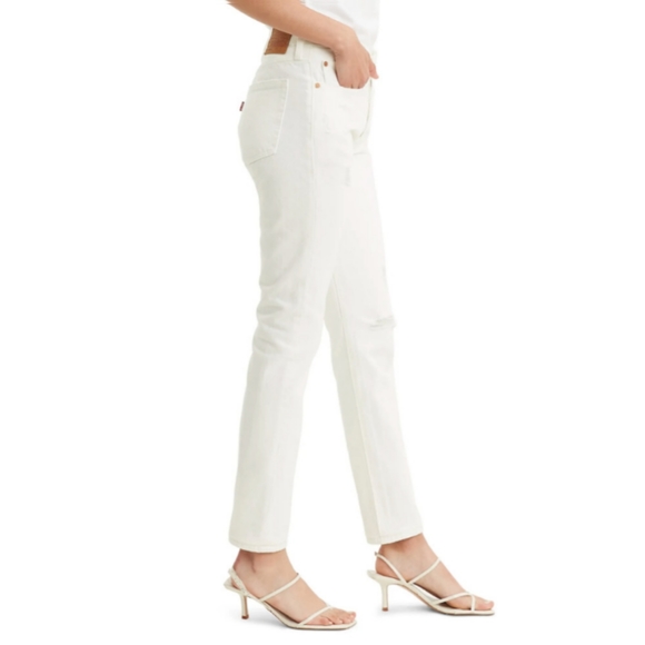 Levi's Premium 501 S White Distressed Jeans in Don't Mind if I do White - Picture 8 of 16